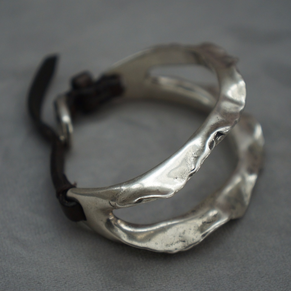 NEW Uno De 50 Silver Leather Belt Bracelet